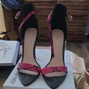 Pink and Black Stiletto Heels